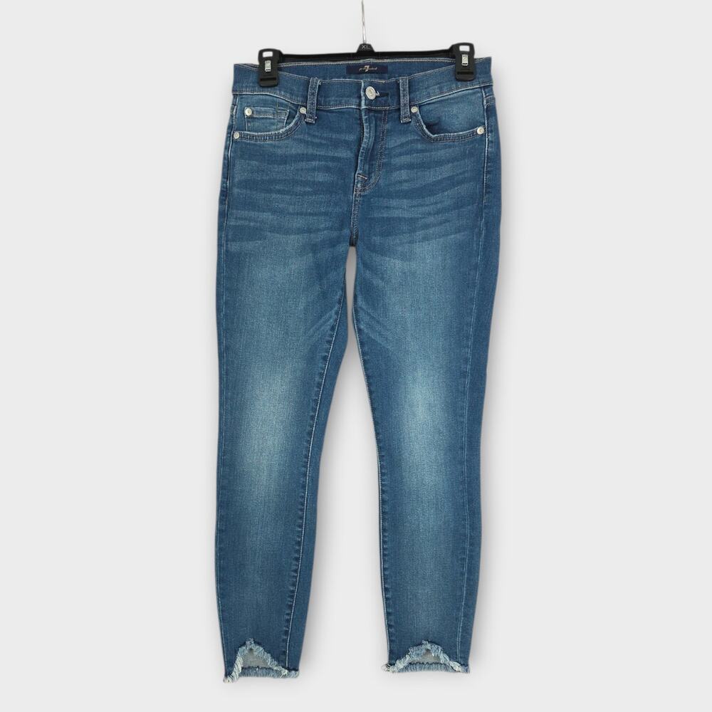 7 For All Mankind Jeans Women's Sz 26" Ankle Gwenevere Distressed Hem Stretch